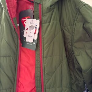 L.L. Bean Green and Red Puffer Jacket